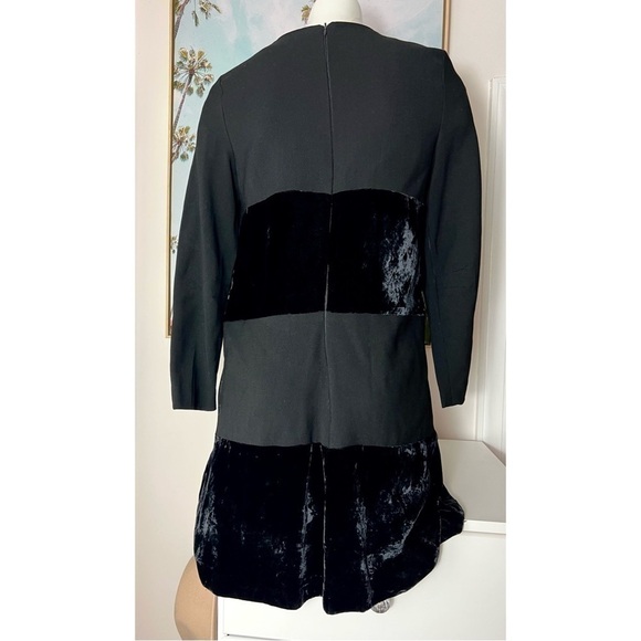 Vintage Gian Marco Venturi Black LBD Velvet Trim Stripe Shift Short Dress Large - Picture 5 of 5